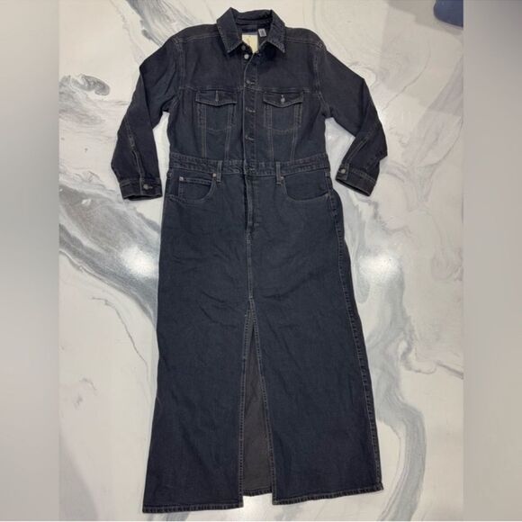 Universal Thread Long Sleeve Denim Maxi Dress - Black Was Size 4 NWT - Picture 4 of 8